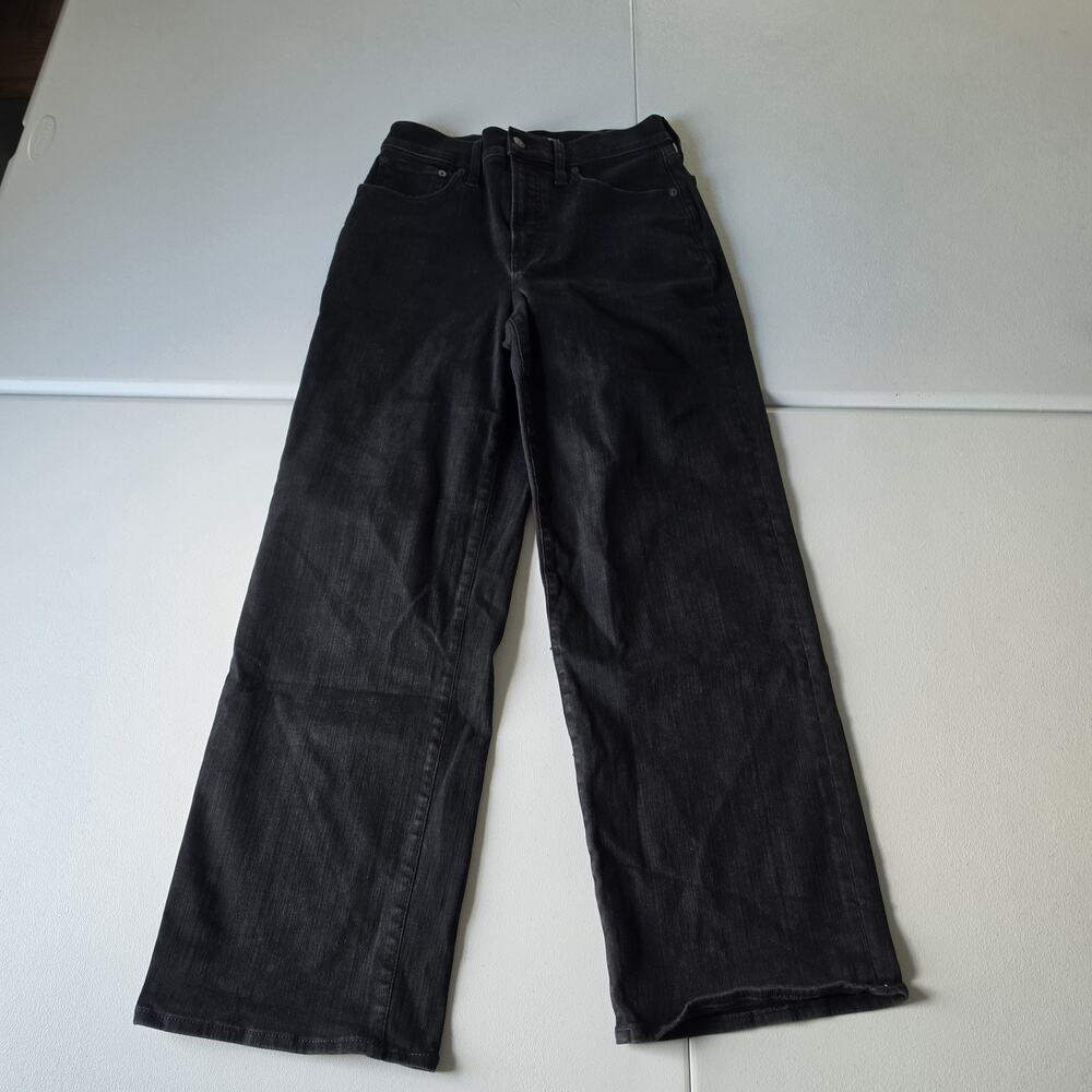 Madewell The Perfect Vintage Wide-Leg Jeans Womens 28 Black High Rise Stretch
